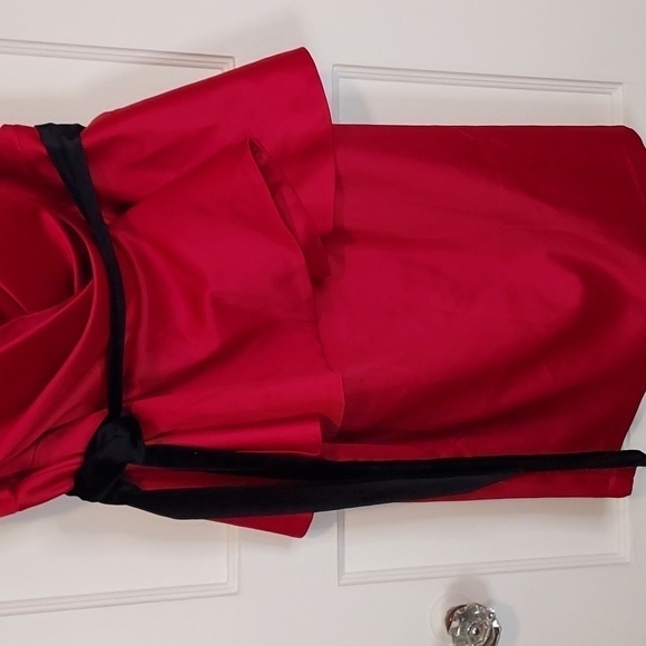 Eloquii Draped Bodice Peplum Dress in Red - Picture 7 of 12